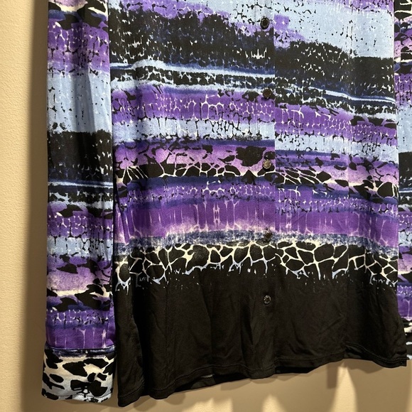 Dana Buchman Purple Animal Print Cool Long sleeve Button Soft Blouse S - Picture 6 of 15